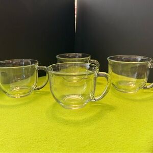 Set of 4 Large Clear Glass Coffee Cappuccino Latte Tea cup Mug